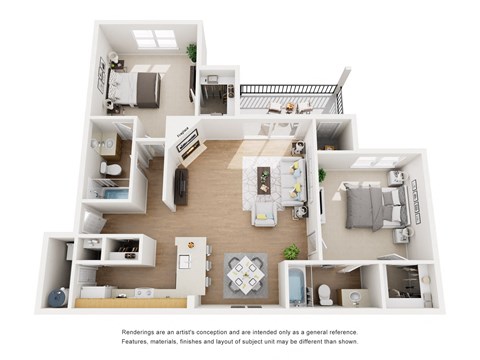 Palomar Floor Plan 2 Bed 2 Bath 1,009 Sq. Ft.